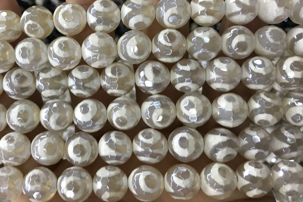 AGAT38 15 inches 10mm faceted round AB-color tibetan agate beads