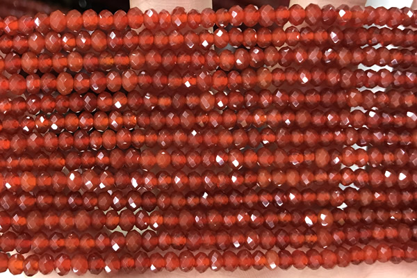 AGAT68 15 inches 2*4mm faceted rondelle red agate gemstone beads