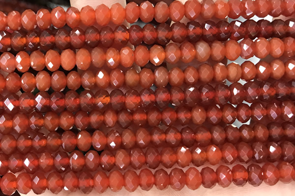 AGAT69 15 inches 4*6mm faceted rondelle red agate gemstone beads