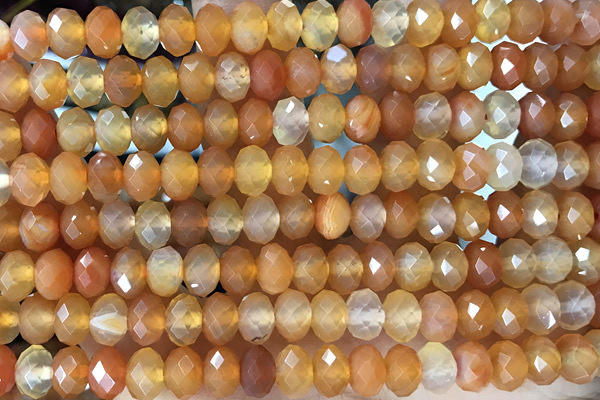 AGAT76 15 inches 5*8mm faceted rondelle banded agate gemstone beads