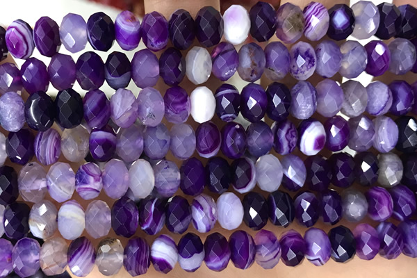 AGAT87 15 inches 5*8mm faceted rondelle banded agate gemstone beads