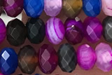 AGAT96 15 inches 4*6mm faceted rondelle banded agate gemstone beads