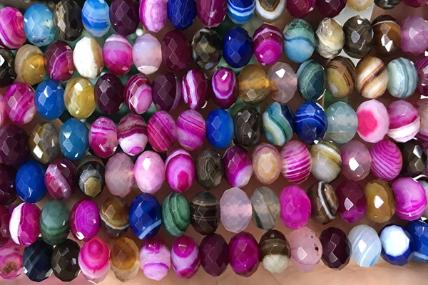 AGAT97 15 inches 5*8mm faceted rondelle banded agate gemstone beads