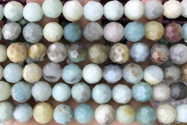 AMAZ01 15 inches 8mm faceted round amazonite gemstone beads