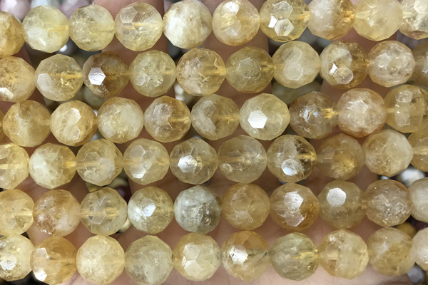 CITR01 15 inches 10mm faceted round citrine gemstone beads