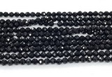 CON121 15.5 inches 3mm faceted round black onyx gemstone beads