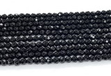 CON122 15.5 inches 4mm faceted round black onyx gemstone beads