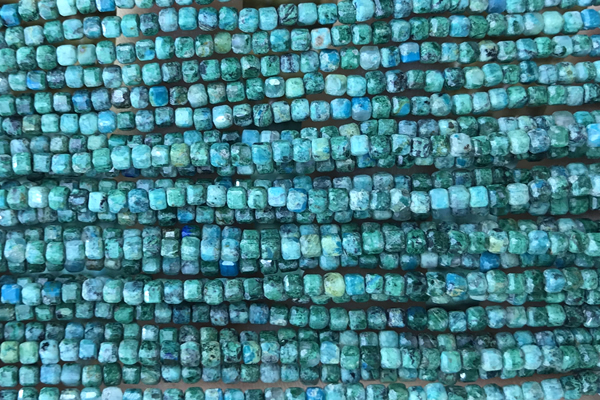 CUBE03 15 inches 2.5mm faceted cube chrysocolla gemstone beads