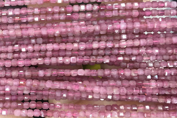 CUBE107 15 inches 2.5mm faceted cube tourmaline gemstone beads