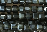 CUBE13 15 inches 2.5mm faceted cube golden obsidian gemstone beads