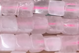 CUBE133 15 inches 4mm cube rose quartz gemstone beads