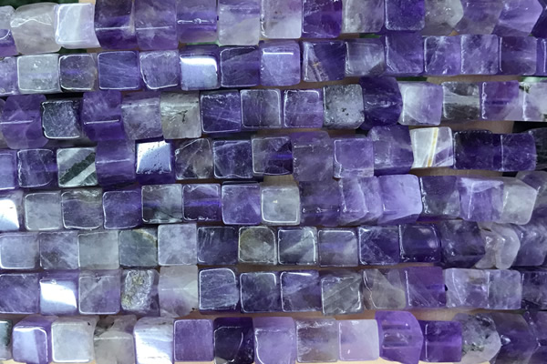 CUBE178 15 inches 6mm cube amethyst gemstone beads