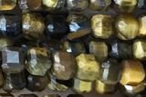 CUBE19 15 inches 3mm faceted cube yellow tiger eye gemstone beads