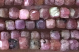 CUBE36 15 inches 2.5mm faceted cube rhodonite gemstone beads