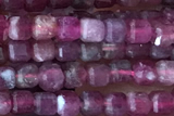 CUBE41 15 inches 2.5mm faceted cube pink tourmaline gemstone beads