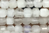 CUBE52 15 inches 3mm faceted cube white moonstone gemstone beads