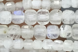 CUBE53 15 inches 3mm faceted cube white moonstone gemstone beads