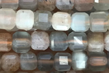 CUBE61 15 inches 3mm faceted cube moonstone gemstone beads