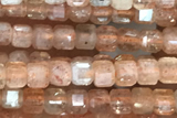 CUBE68 15 inches 2mm faceted cube sunstone gemstone beads