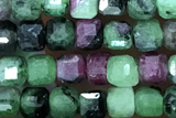 CUBE73 15 inches 3mm faceted cube ruby zoisite gemstone beads