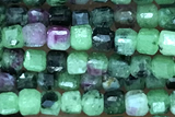 CUBE74 15 inches 2.5mm faceted cube ruby zoisite gemstone beads