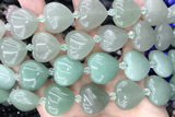 HEAR07 15 inches 20mm heart green aventurine gemstone beads