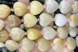 HEAR09 15 inches 20mm heart yellow jade gemstone beads