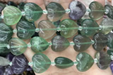 HEAR12 15 inches 20mm heart fluorite gemstone beads