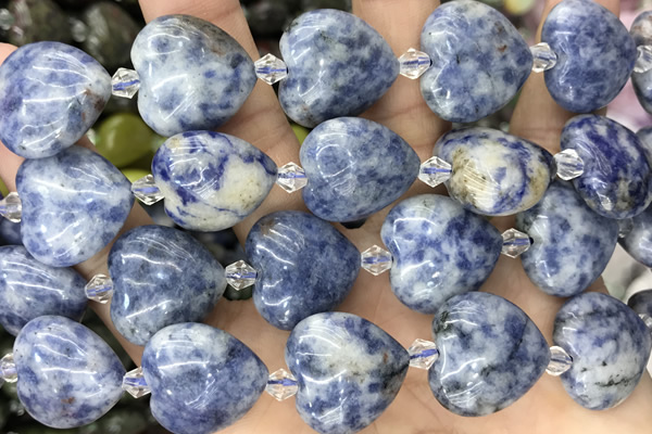 HEAR15 15 inches 20mm heart blue spot stone gemstone beads