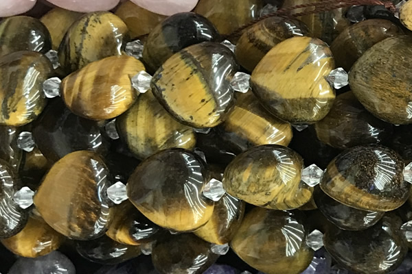 HEAR17 15 inches 20mm heart yellow tiger eye beads