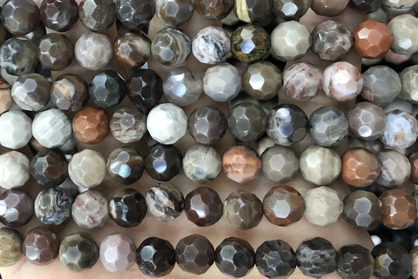 JASP01 15 inches 8mm faceted round wooden jasper gemstone beads