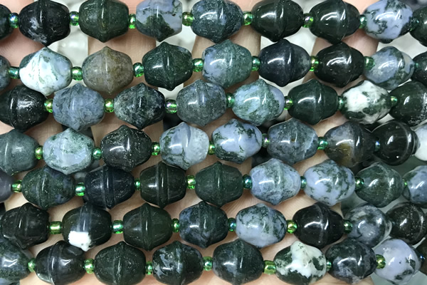 MIXE38 15 inches 9*11mm moss agate gemstone beads