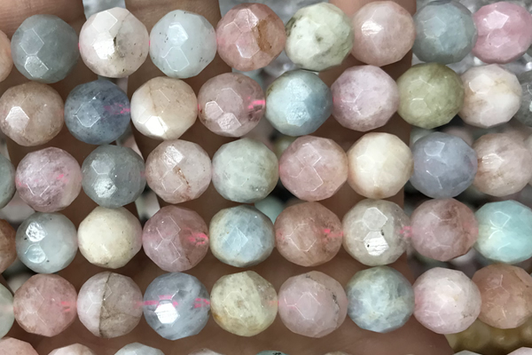 MORG01 15 inches 10mm faceted round morganite gemstone beads