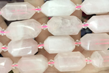 NUGG17 15 inches 12*25mm – 13*28mm faceted nuggets rose quartz beads