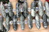 NUGG38 15 inches 8*32mm faceted nuggets grey picture jasper gemstone beads