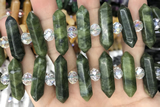 NUGG42 15 inches 8*32mm faceted nuggets green China jade gemstone beads