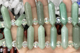 NUGG48 15 inches Top drilled 8*32mm faceted nuggets green aventurine gemstone beads