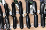 NUGG52 15 inches Top drilled 8*32mm faceted nuggets black agate gemstone beads