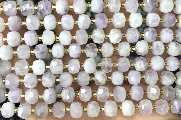 ROND135 15 inches 6*8mm faceted rondelle kunzite gemstone beads