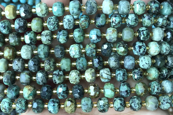 ROND141 15 inches 6*8mm faceted rondelle African turquoise beads