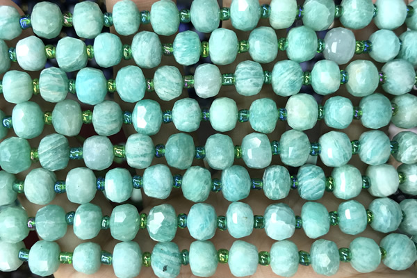 ROND142 15 inches 6*8mm faceted rondelle amazonite gemstone beads