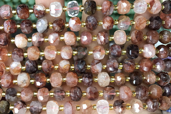 ROND143 15 inches 6*8mm faceted rondelle red quartz gemstone beads