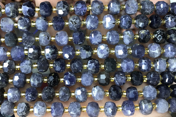 ROND144 15 inches 6*8mm faceted rondelle iolite gemstone beads