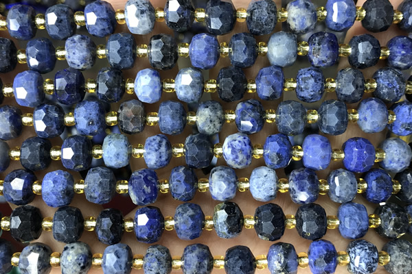 ROND145 15 inches 6*8mm faceted rondelle dumortierite gemstone beads