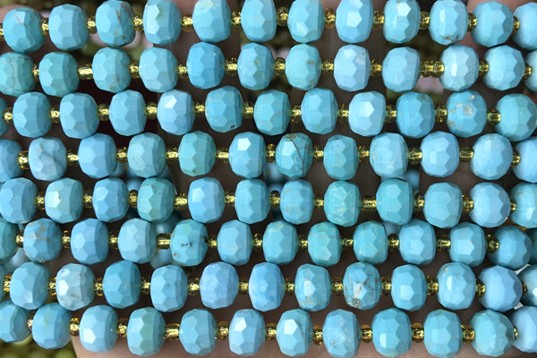 ROND147 15 inches 6*8mm faceted rondelle turquoise gemstone beads