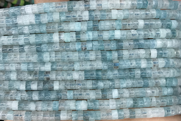 ROND17 15 inches 2*4mm heishi aquamarine gemstone beads