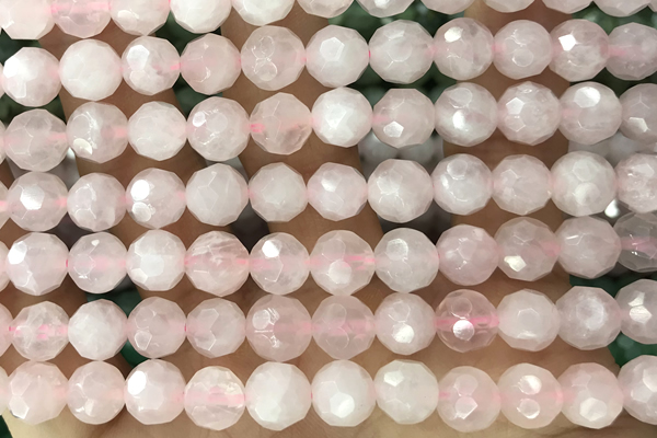 ROSE01 15 inches 8mm faceted round rose quartz gemstone beads