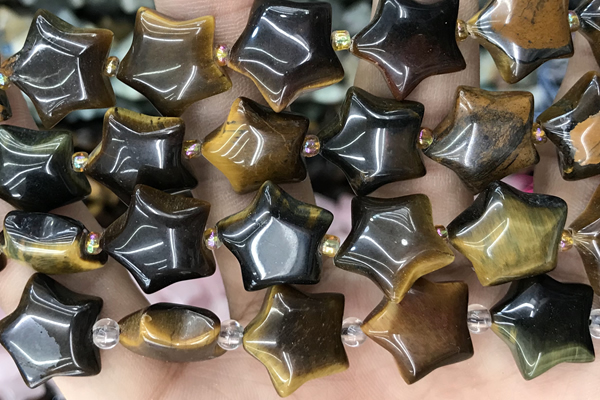 STAR24 15 inches 16mm star yellow tiger eye gemstone beads