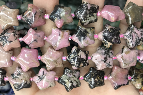 STAR25 15 inches 16mm star rhodonite gemstone beads