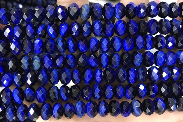 TIGE12 15 inches 5*8mm faceted rondelle blue tiger eye beads